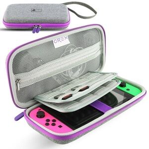 CREX Carrying Case for Nintendo Switch Stores 16 Games, in Gray/Purple only case